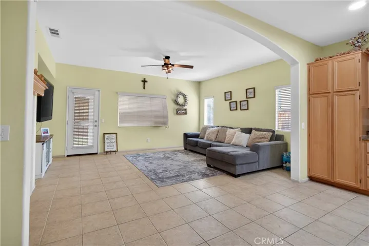 Open concept living room and kitchen.