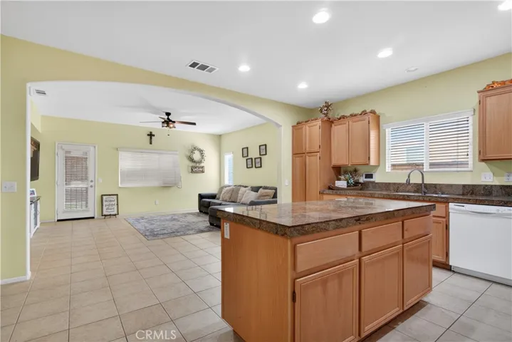 Open concept living room and kitchen.