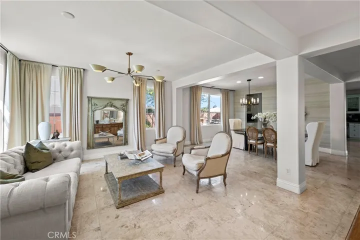 Living Room with Traventine Flooring