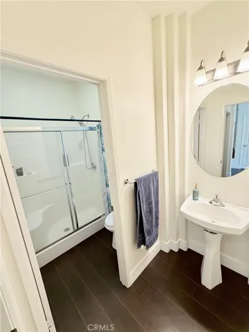 3/4 bath downstairs to accompany the 1 bedroom down the hall...