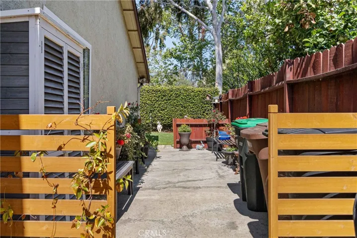 side yard with pavers