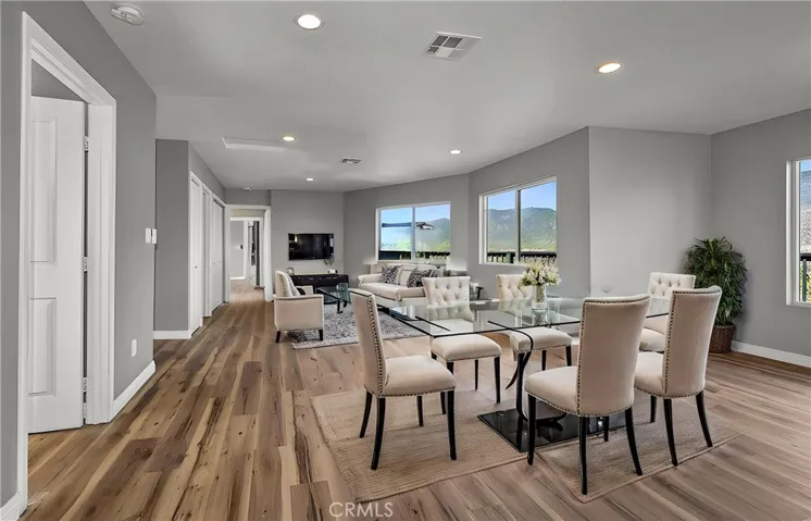 Living room and bar area staged