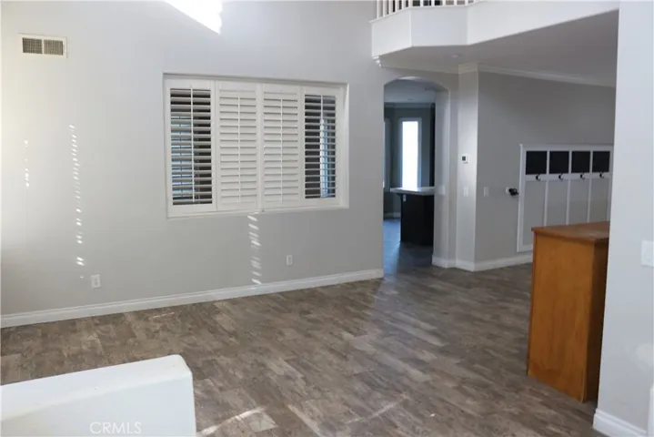 looking from entryway to living-dinning room