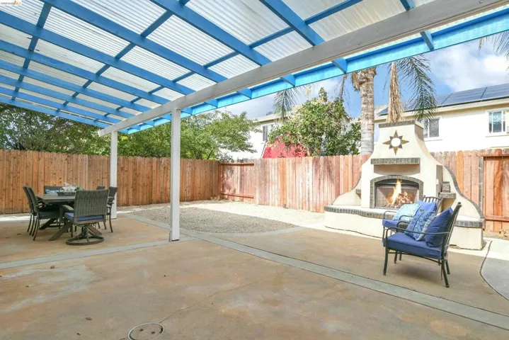 Backyard with a custom Gas Fireplace!
