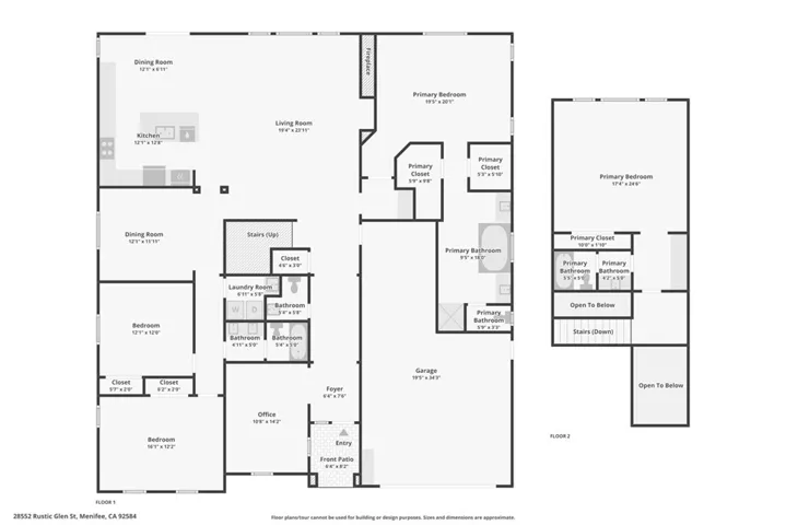 Full home floor plan showing both levels.