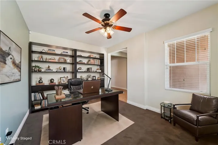 Virtually Staged -Quiet home office located at the front of the house