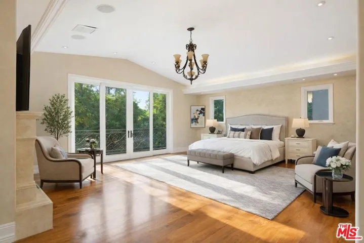 Primary bedroom staged