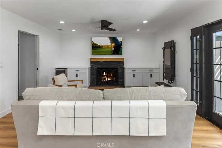 Family room with fireplace