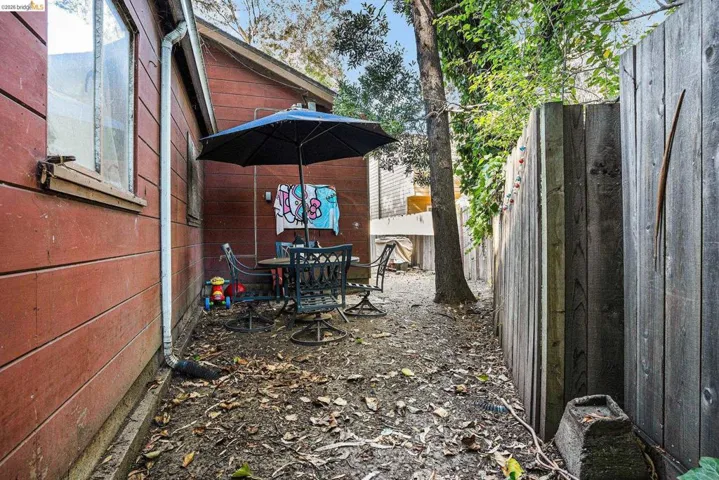 View of fenced backyard