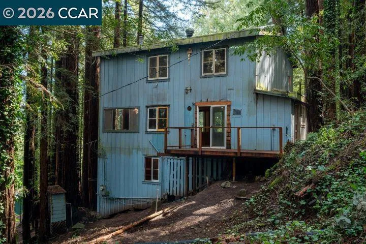 this is a side view of home and deck