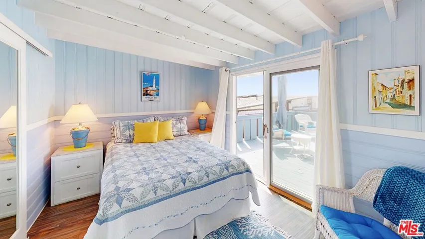 bedroom with side deck