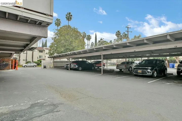 View of covered parking lot