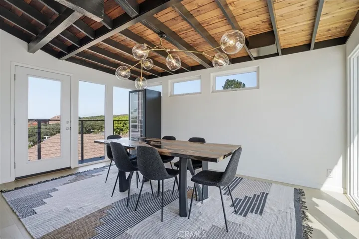 Dining room has a bay view