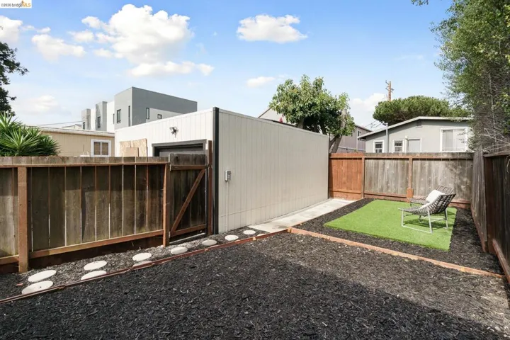 Fenced backyard with a gate