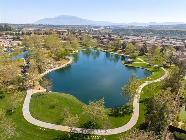 Walking path around community lake