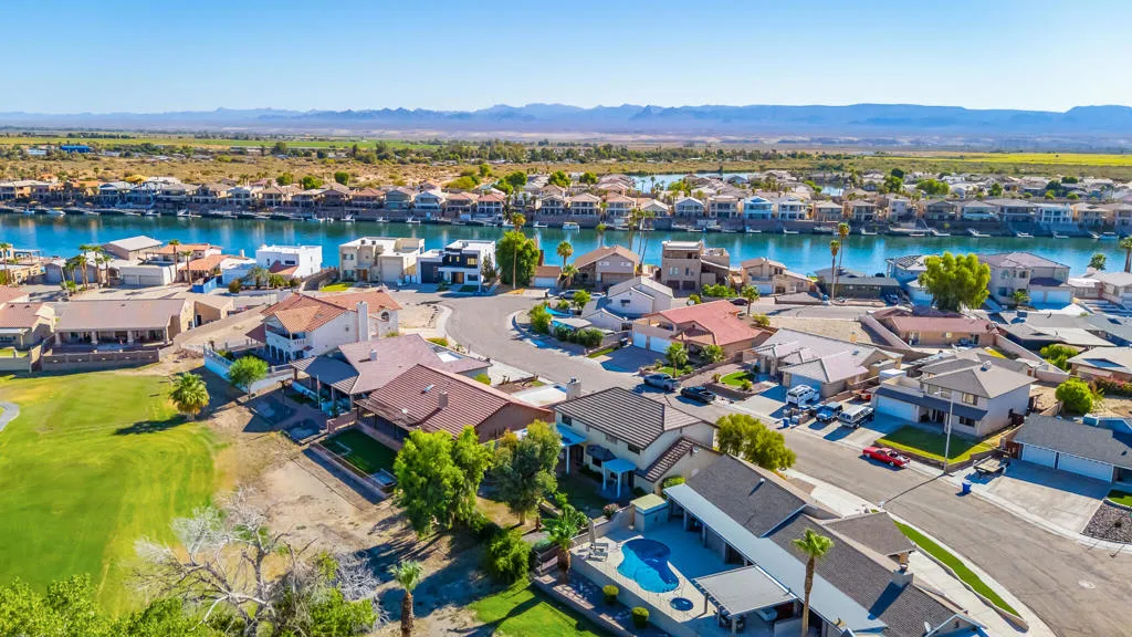 drone rear view left of pool