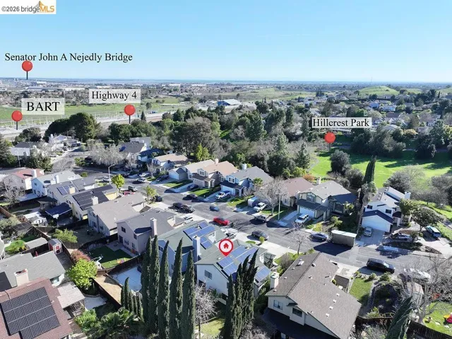 Aerial view of residential area