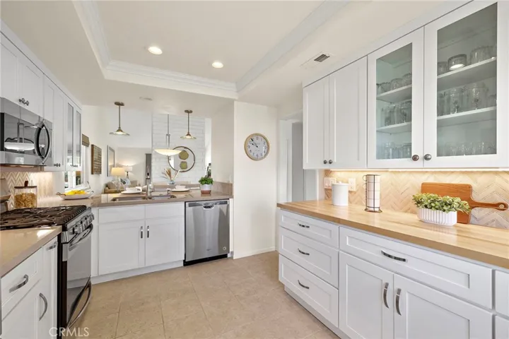 Large kitchen; lots of storage.