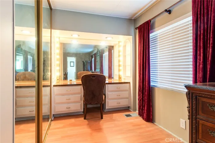 Vanity and walk in closet