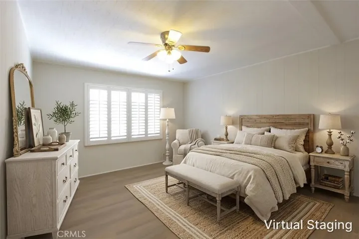 Virtually staged master bedroom