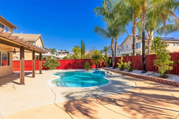 Sparkling clean pool and Alumawood patio cover for summer entertaining.