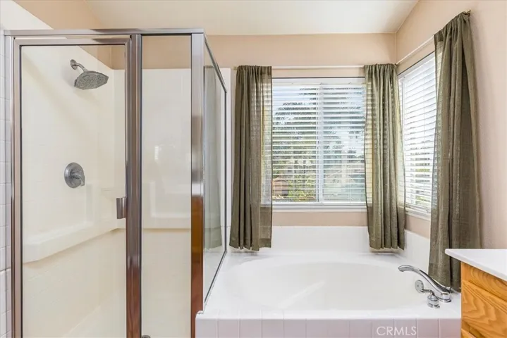 Primary bath with separate shower and tub.