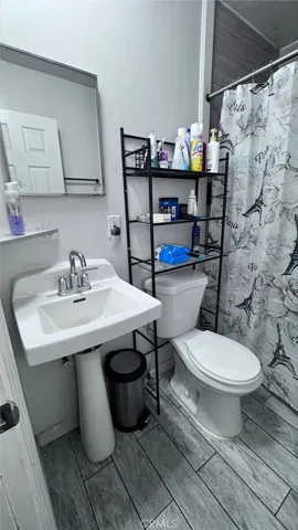Tiled bathroom.
