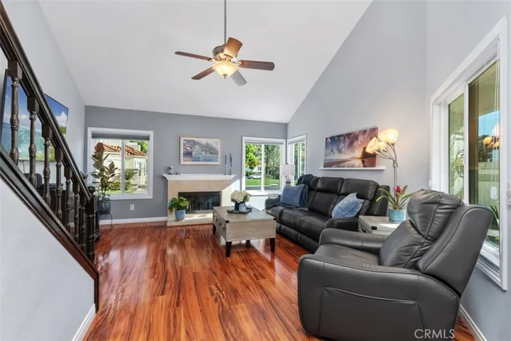 Living Room with views of the green-belt directly across the street