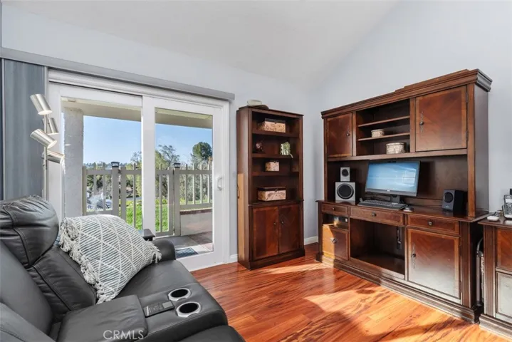 Den/Office area adjacent to kitchen offers a view
