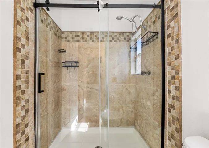 Spacious walk-in shower.