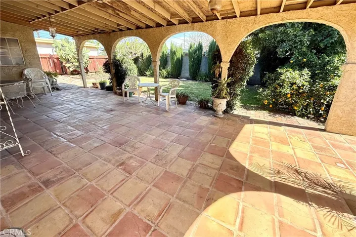Covered Patio facing backyard