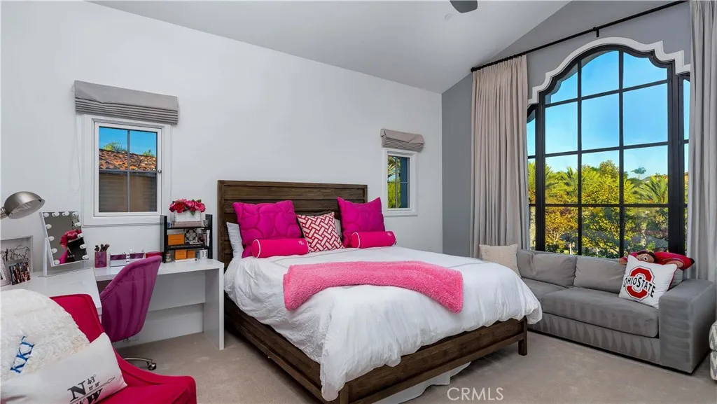 There is a  custom window in this bedroom.
