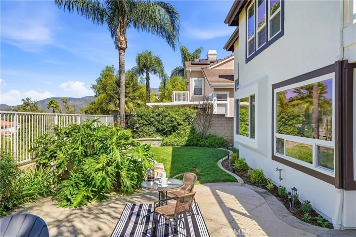 Backyard with Firepit, Covered Patio & Water Feature