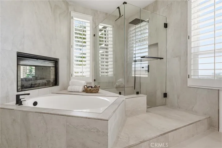 Tub and Shower with Fireplace