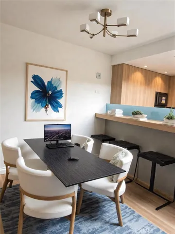 Digitally enhanced nook shown as multi purpose work/office area