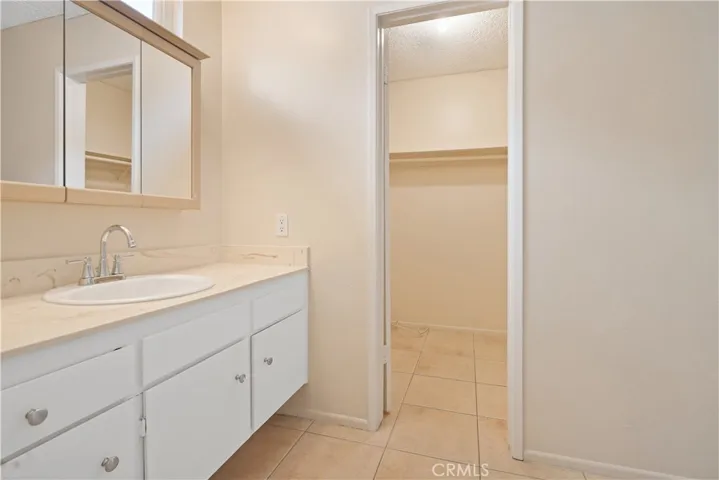Primary bathroom vanity and walk-in closet
