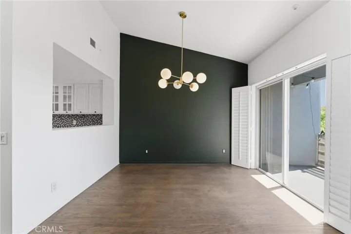 Designer dining area with access to breakfast patio