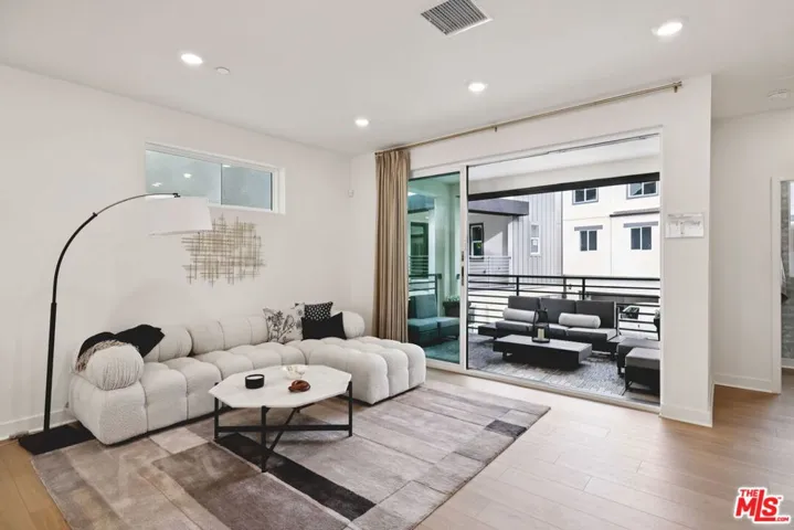 Model home living room with de