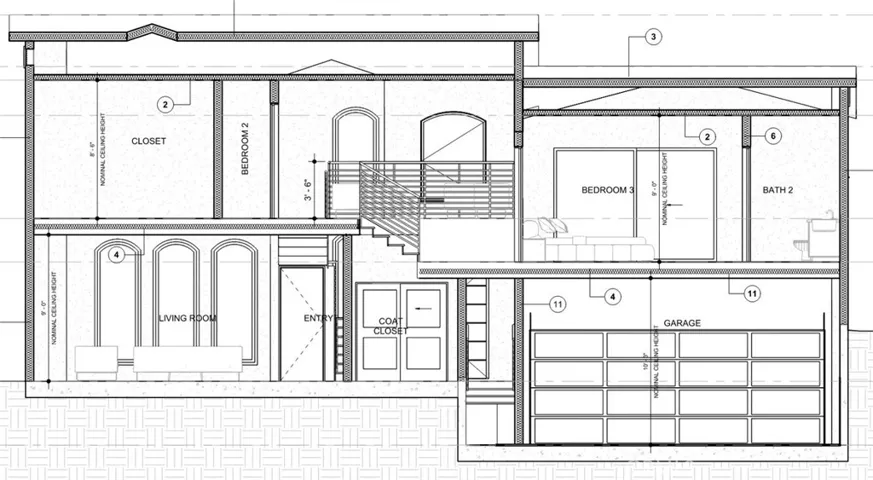 Screenshot of cross-section from the architectural drawings – for reference only