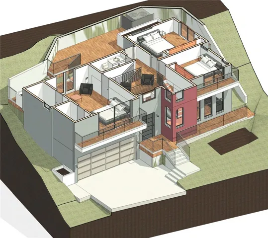 3D mass of the architectural 3D modeling. – for illustrative purposes only.