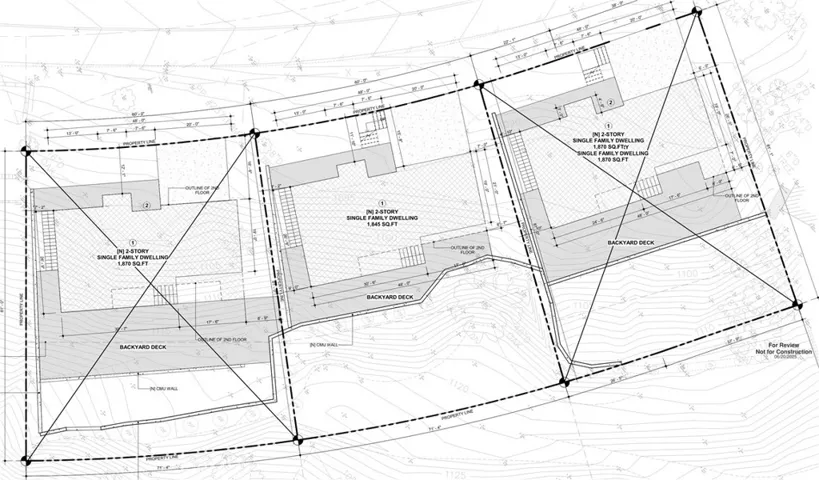 Screenshot of site plan from the architectural drawings – for reference only.  Includes neighboring lots not part of this listing.
