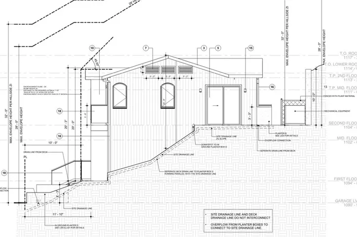 Screenshot of elevations from the architectural drawings – for reference only