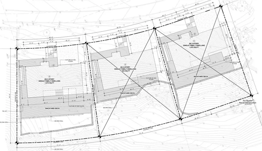 Screenshot from site plan from the architectural drawings – for reference only. Includes neighboring lots not part of this listing.