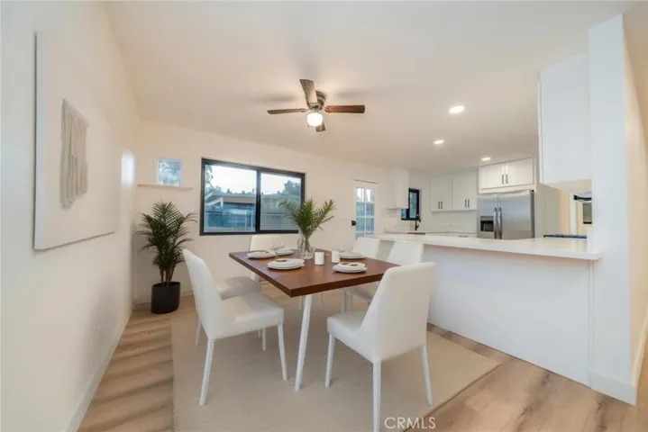 Staged dining area