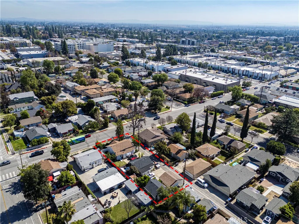 Drone view looking East to West, showing close proximity to downtown Monrovia