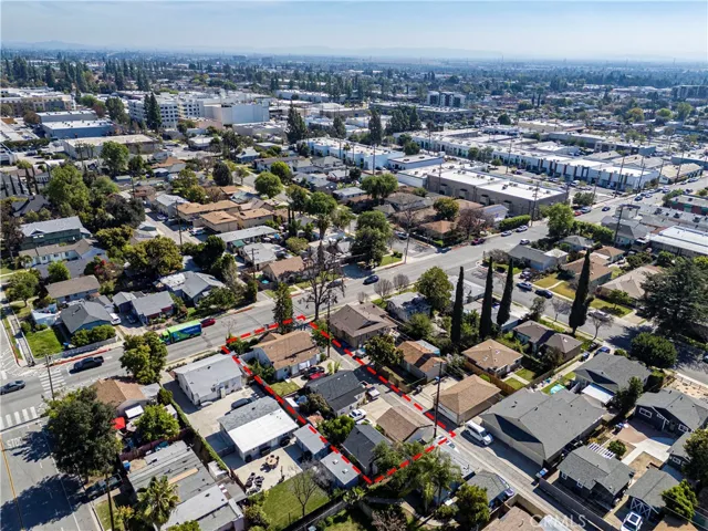 Drone view looking East to West, showing close proximity to downtown Monrovia