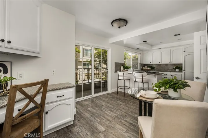 Open kitchen space with sliding glass doors to the terrace