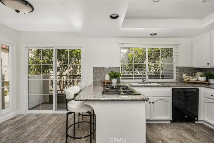 Gourmet kitchen with granite counters and terrace access