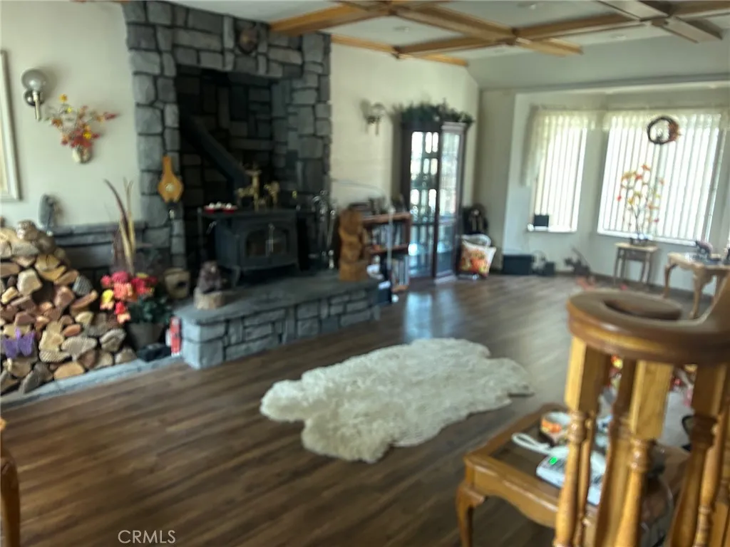 Custom fireplace graces the front/living room