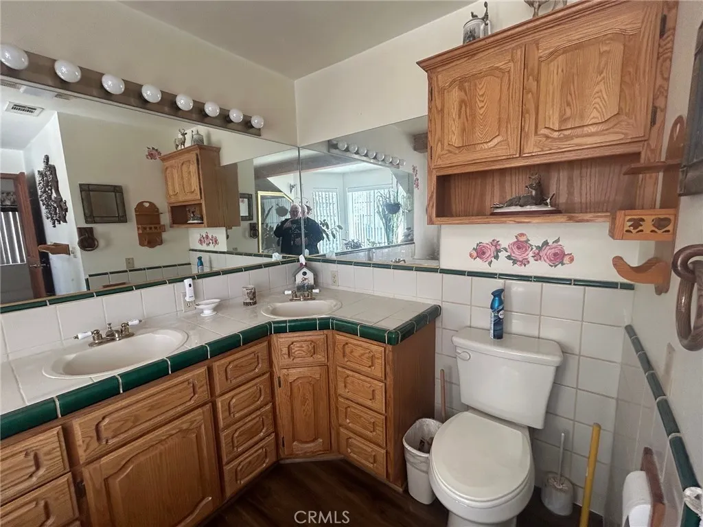One of the three bathrooms convenient for family or guests